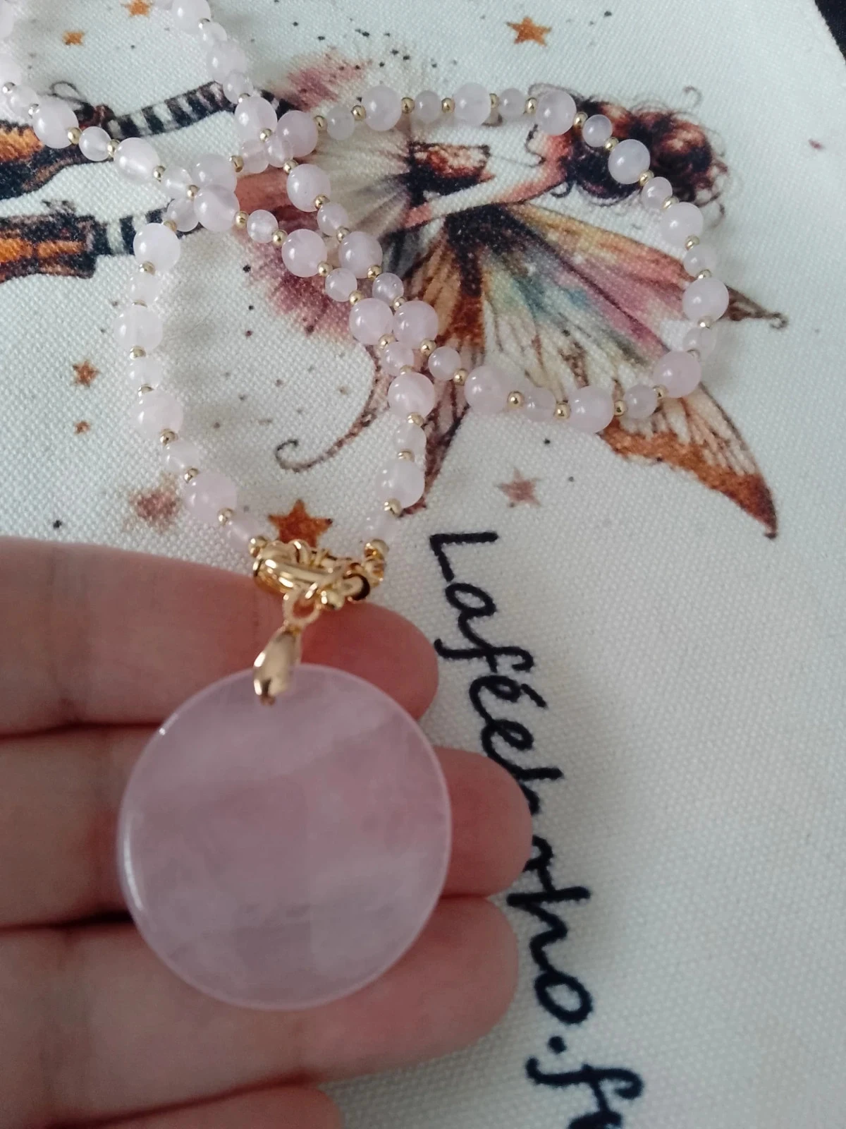 Colar de pedra de quartzo rosa – photo 2
